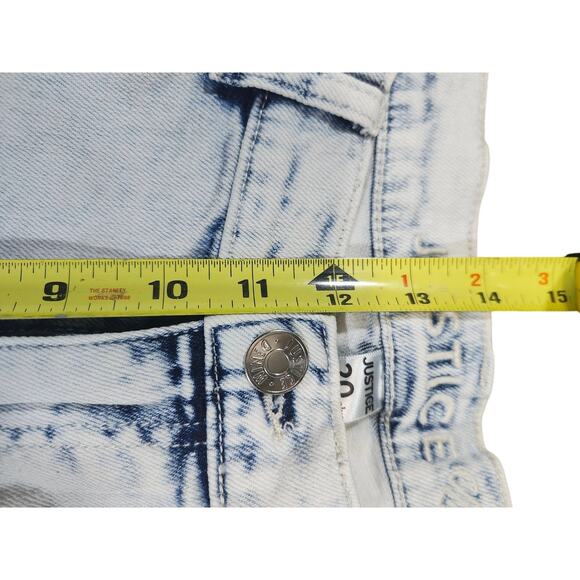 Justice Y2K Distressed Futuristic Acid Wash Denim Jeans 20 Raw Hem Streetwear - Picture 4 of 8